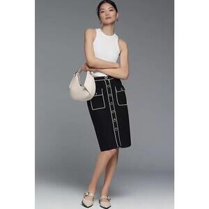 Maeve High Waisted Button Front Straight Pencil Skirts Women's Size XS Black